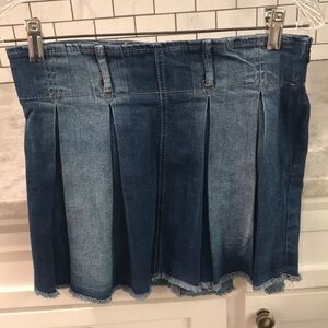 Vintage VIP Denim Pleated Skirt Womens Large Blue Jean Y2K Short Mini Whimsigoth